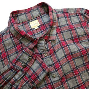 J Crew Factory Soft Flannel Plaid button down shirt Size L fitted Fall Layering